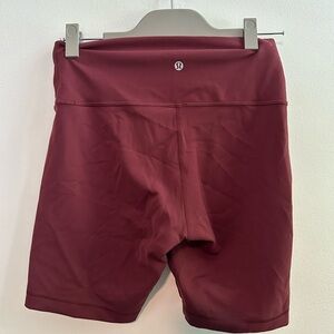 Lululemon wunder train biker shorts wine color